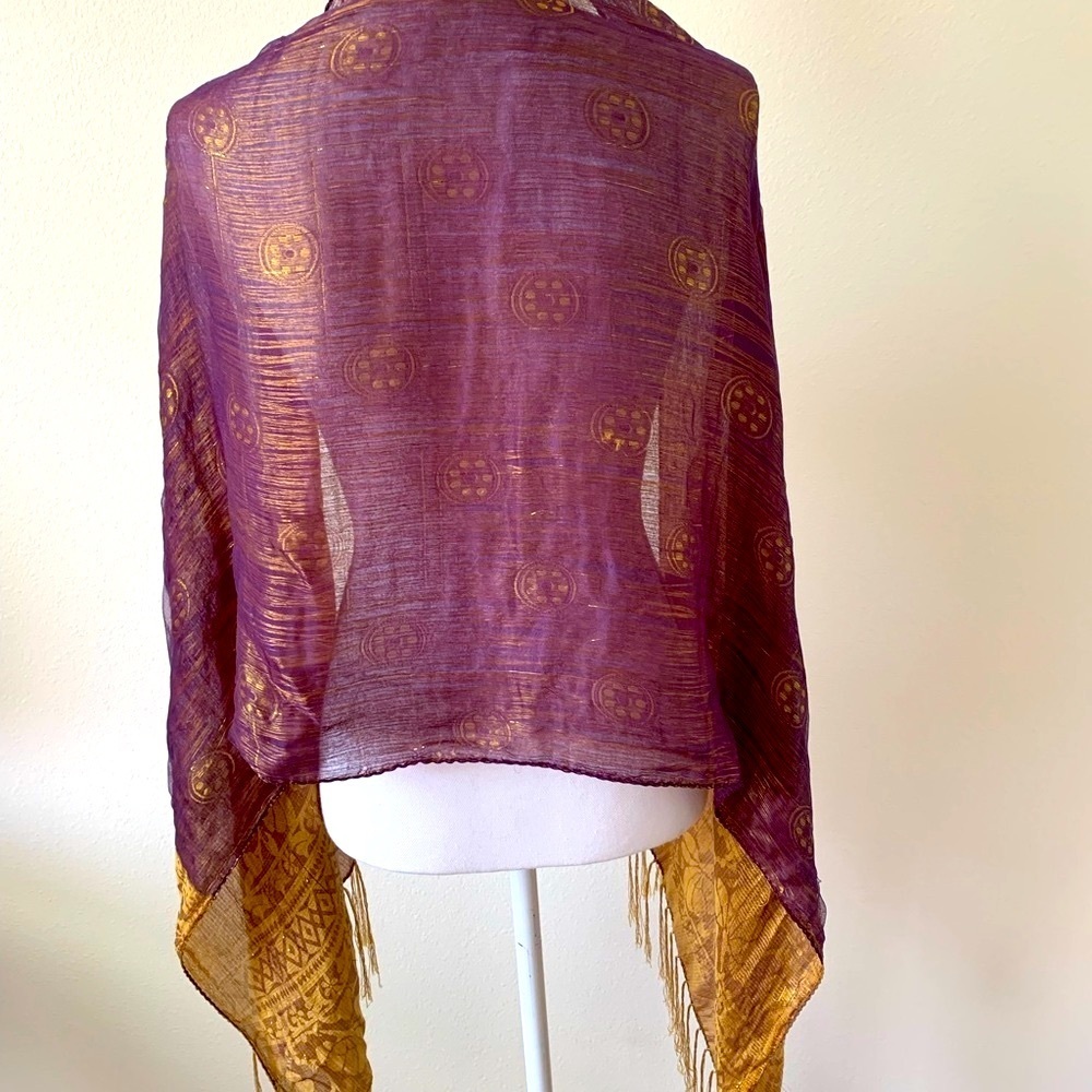 Elegant Purple and Gold Women's Scarf - Picture 5 of 5